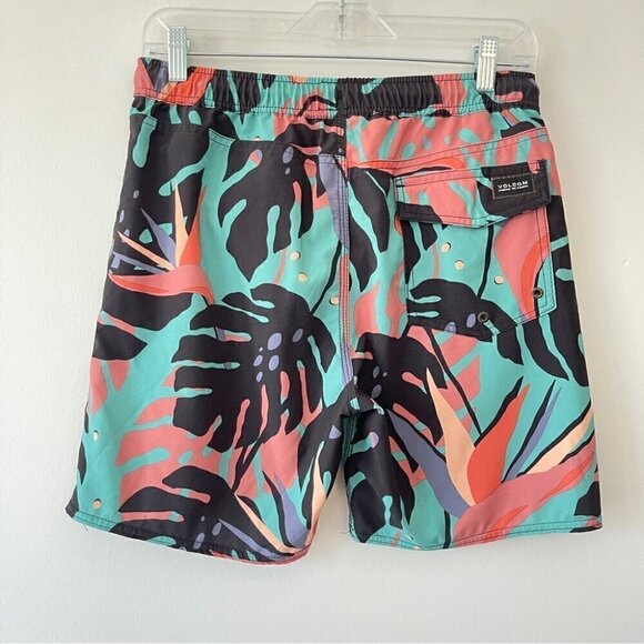 Boys Volcom Swin shorts tropical elastic waist swim trunks size X-large - Picture 6 of 7